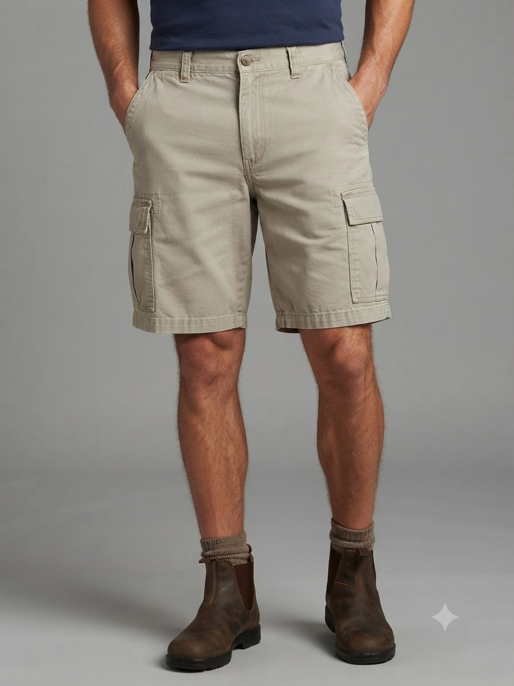 Boca Classics Men's Khaki Cargo Shorts Size 35 100% Cotton